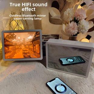 升级蓝牙镜面纸雕灯成品闺蜜创意节日礼物小夜灯3D光影纸雕小夜灯