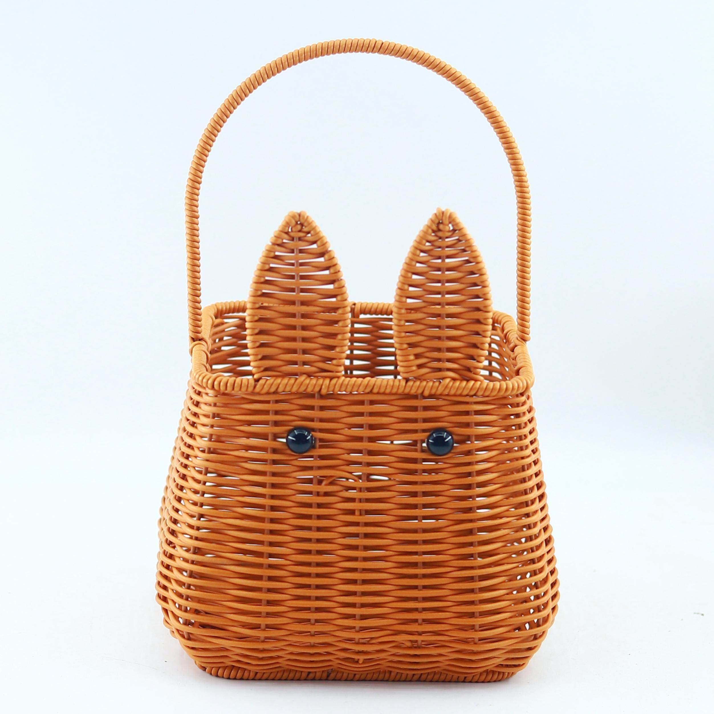 小兔子手工编织手提篮桌面摆件储物筐时尚创意花篮插花篮子单把手,家居饰品,花篮,淘宝优惠券,粉丝福利购,淘宝优惠卷