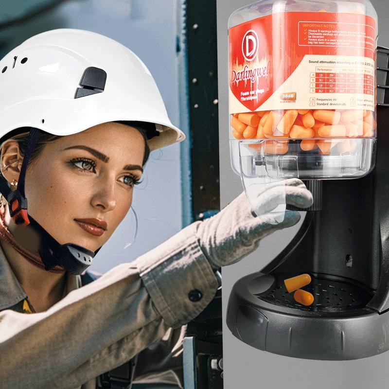 DL-500P耳塞分配器38分呗500个耳塞桶装隔音工厂车间酒店研磨耳塞