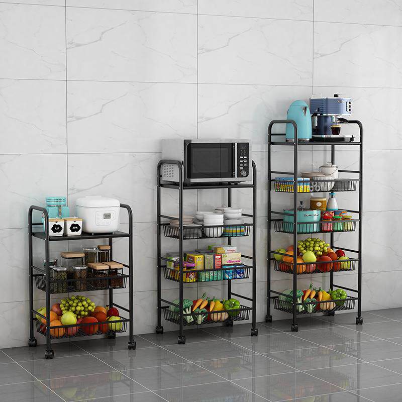 厨房落地置物架客厅小推车多层带轮可移动落地收纳架子