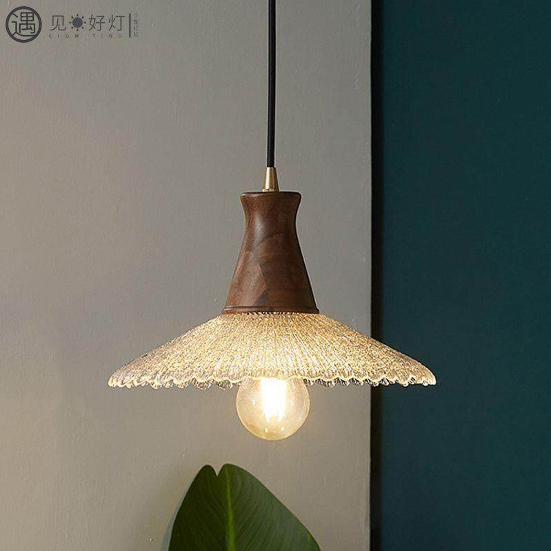 中古日式法式复古餐厅玄关吧台卧室床头美式胡桃木玻璃吊灯