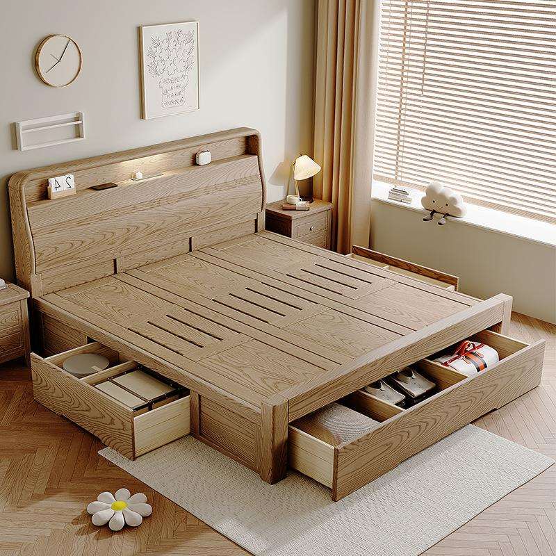 北欧白蜡木实木床箱式床储物床全实木抽屉床小户型家用收纳床家具