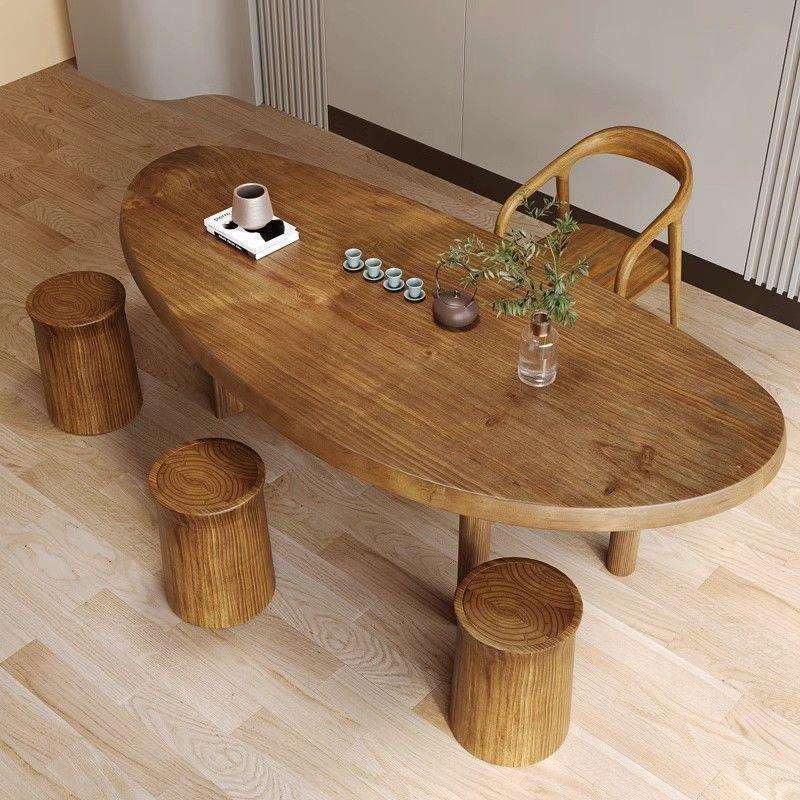 全实木精致阳台茶桌椅组合原木泡茶桌子实木茶桌椅茶台鹅蛋茶桌