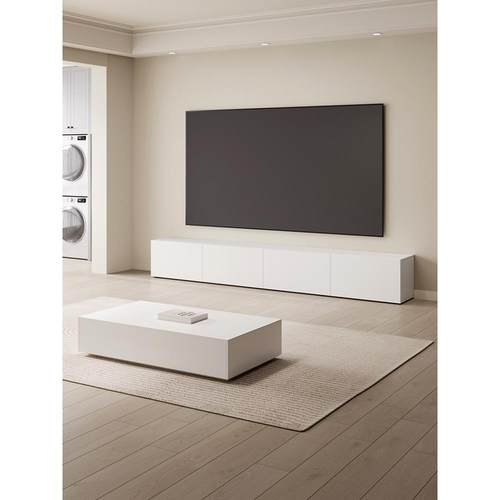 白色电视柜落地小户型电视柜茶几组合现代简约奶油风电视柜