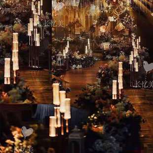 新款婚庆金色路引8头步步高烛台布置婚庆道具舞台装饰婚礼T台摆件