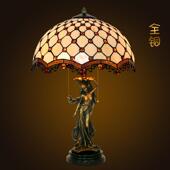 直销16寸珠帘帝凡尼宫廷复古玻璃艺术创意客厅卧室台灯全铜