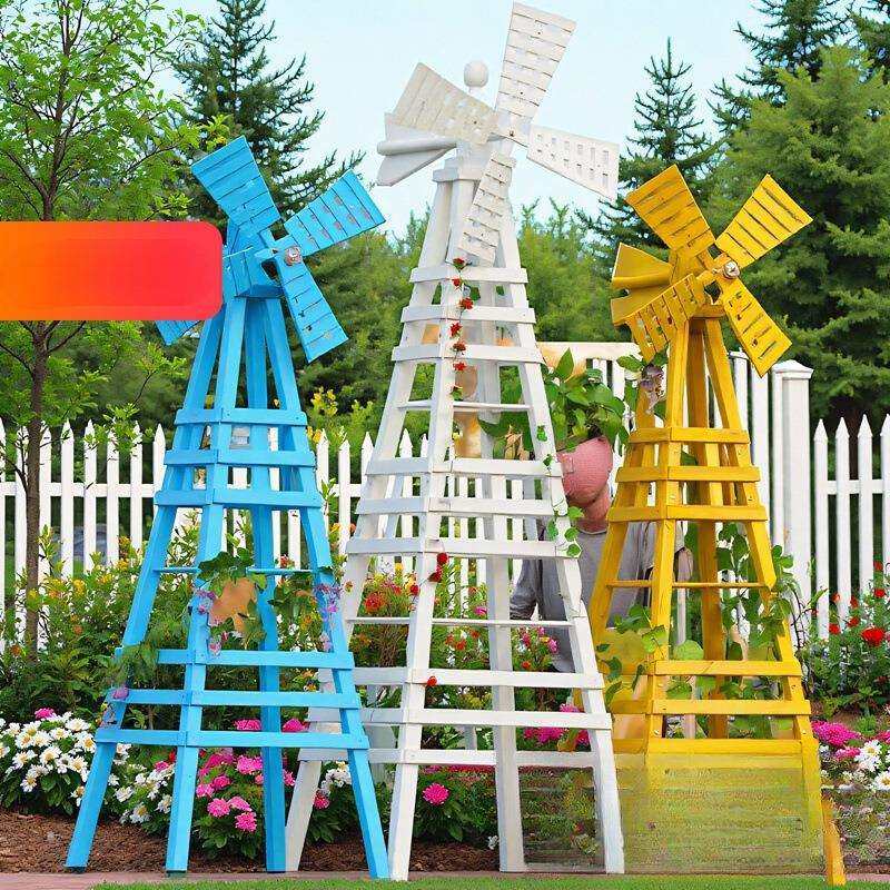 户外大风车花架室内庭院别墅民宿装饰防腐实木茉莉爬藤植物站架子