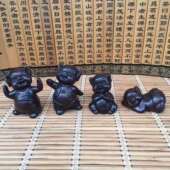 2019黑檀木雕欢天喜地四小猪家居装 饰生肖猪摆件送礼木质工艺品