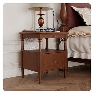 大司马法式中古白蜡木小床头柜主卧室40公分宽全实木床头收纳柜