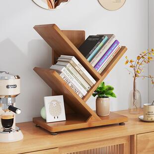 创意楠竹桌面书架置物架落地式一体简易阅读架可移动多层展示