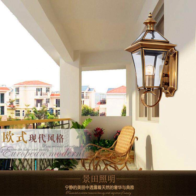 LED壁灯防水庭院阳台壁灯全铜欧式复古壁灯户外灯焊锡壁灯