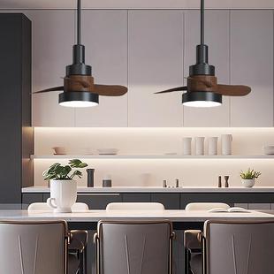 全光谱磁吸轨道风扇吊灯中古风复古餐桌吧台岛可遥控创意扇叶吊灯