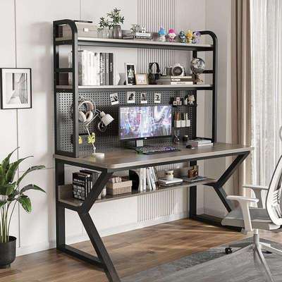 台式电脑桌家用书桌带书架一体组合小户型学生写字学习桌子洞洞板