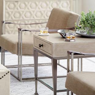 美式轻奢边几全实木金属支脚正方形样板间沙发客厅方几角几小茶几