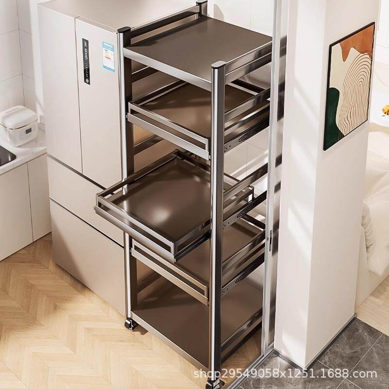 厨房夹缝置物架抽屉抽拉式储物架墙角落地多层冰箱侧面缝隙收纳柜