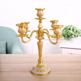 金属蜡烛台欧式复古婚礼家用餐厅五头金色郁金香烛台摆件烛台