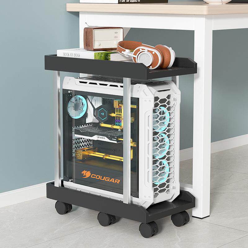 可移动电脑主机托架办公室打印机置物架小型带轮台式机箱收纳支架