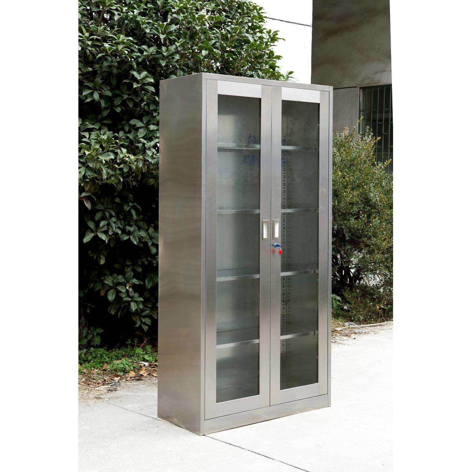 卓跃不锈钢文件柜办公柜玻璃门不锈钢柜资料柜直销