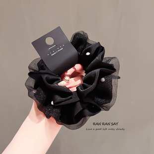 高级感柔纱珍珠大肠发圈女2025新款扎头发绳发饰头绳时尚洋气头花