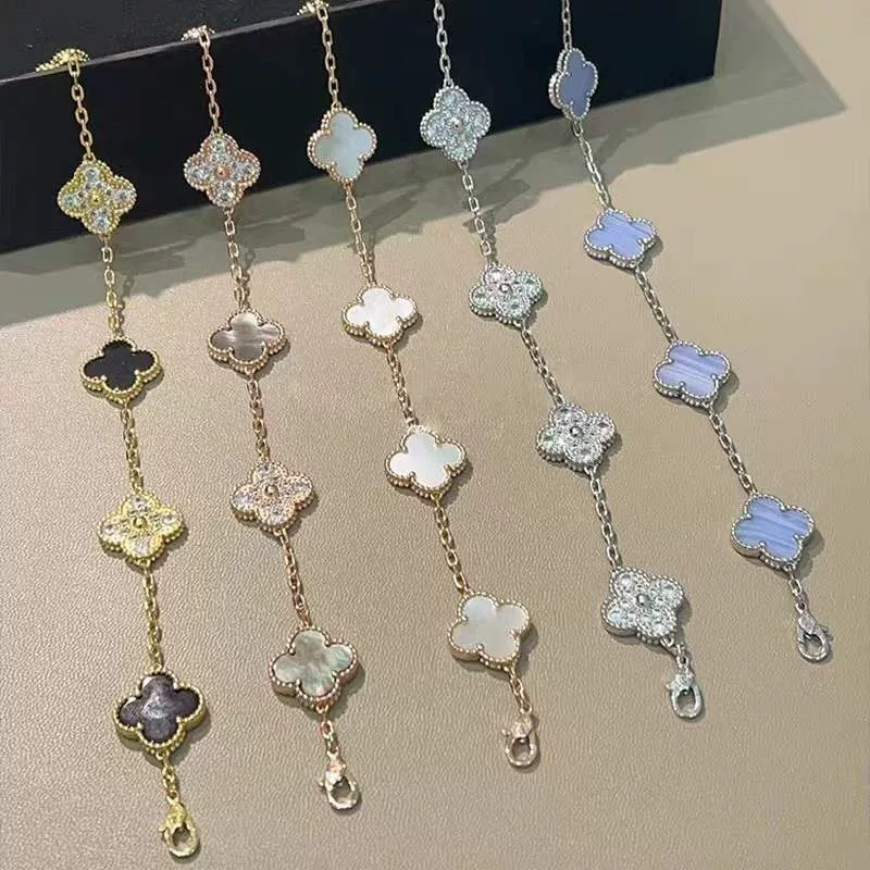 V Gold Sic -Лист травы Удачная трава Портвэр браслет Мужчины и Женщины 18K Агат Фритиш Фритиллария Издание Золотое напыление