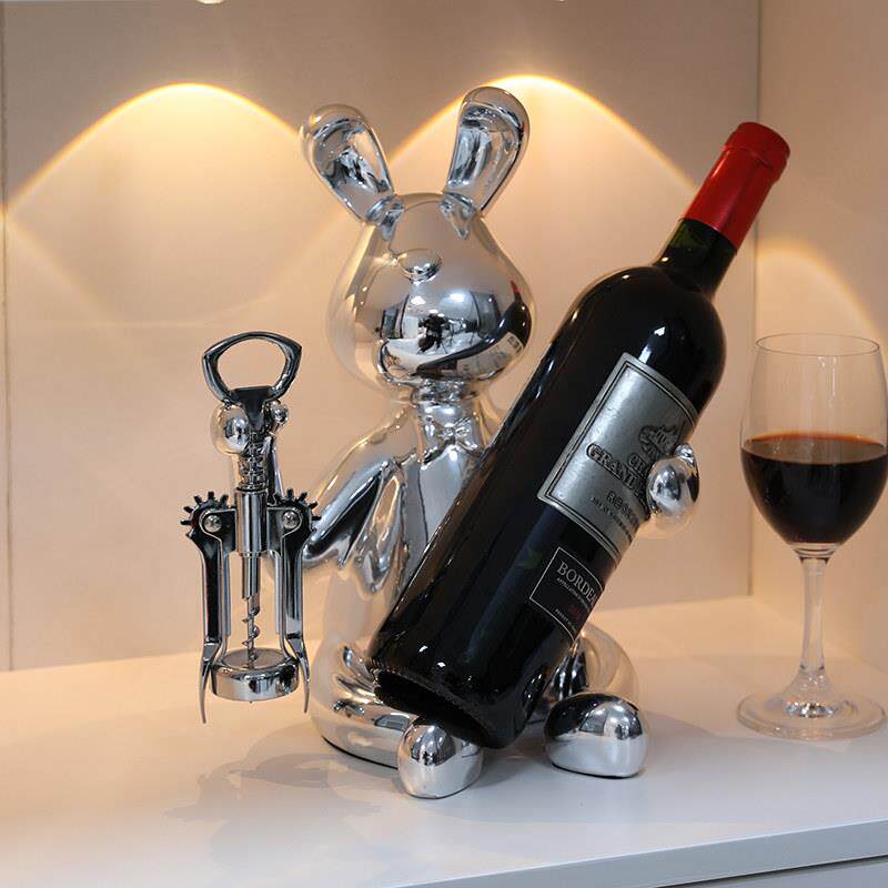 兔子红酒架装饰品客厅轻奢餐柜酒托 托酒柜高档摆件乔迁新居礼品