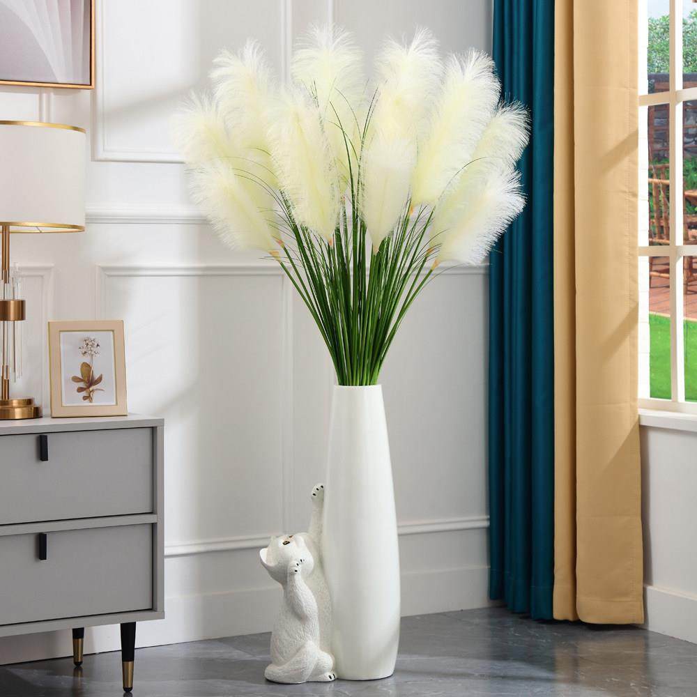 芦苇彷真花现代北欧创意电视柜旁客厅样板间波斯猫落地花瓶大摆件,家居饰品,落地摆件,淘宝优惠券,粉丝福利购,淘宝优惠卷