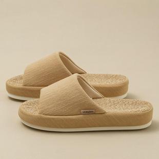 四季 日本新款 居家用防滑不臭脚布艺棉麻拖鞋 亚麻拖鞋 男 女士春夏季