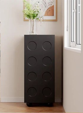 岩板茶水储物柜客厅沙发边柜下置水桶茶吧咖啡直饮机边单门黑色柜