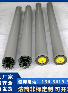 蓝色PVC滚筒50/60防水防酸碱无动力托辊塑料轴承座塑胶输送PP辊筒