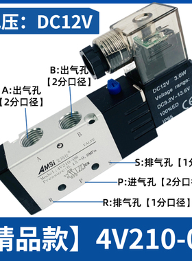 气动电磁阀4V210-08两位五通电磁气阀24VC气缸控制阀换向阀AC220V