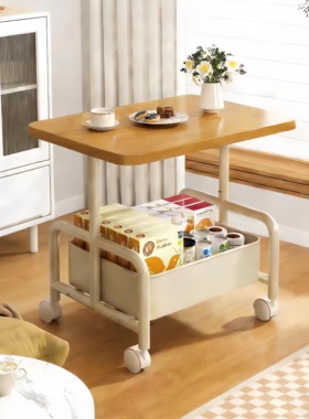 可移动茶几小推车奶油风边几客厅沙发边桌桌子卧室床头收纳置物架
