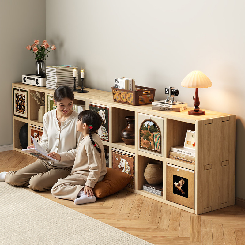 实木格子书架落地置物架矮书柜客厅格子柜收纳幼儿园组合储物柜子,住宅家具,书架,淘宝优惠券,粉丝福利购,淘宝优惠卷