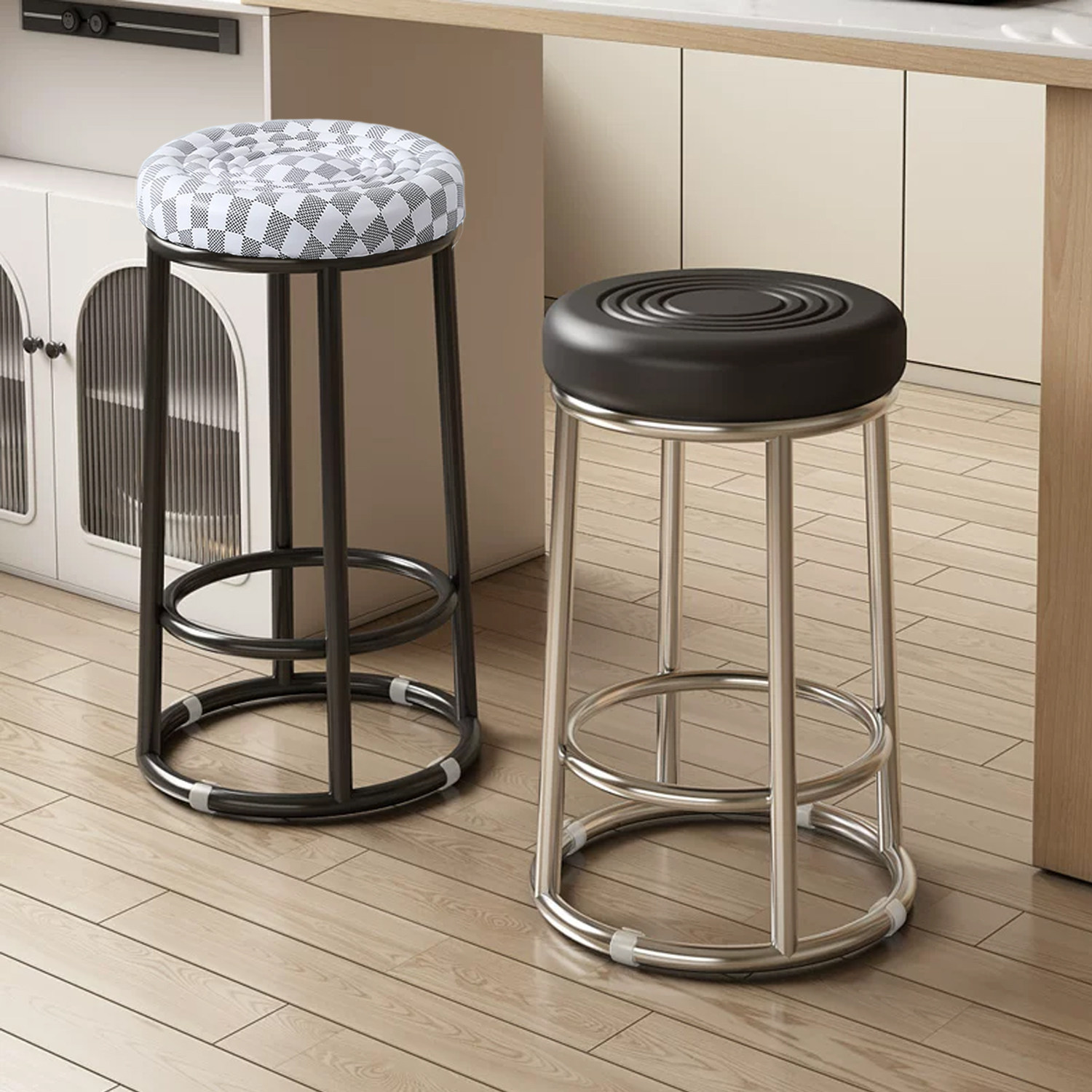 前台吧台椅高脚凳子收银台吧凳岛台椅子轻奢高级感商用铁艺酒吧椅