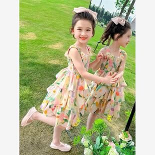 多巴胺女孩穿搭儿童炸街款女童夏季童裙子无袖连衣裙小女好吊带裙