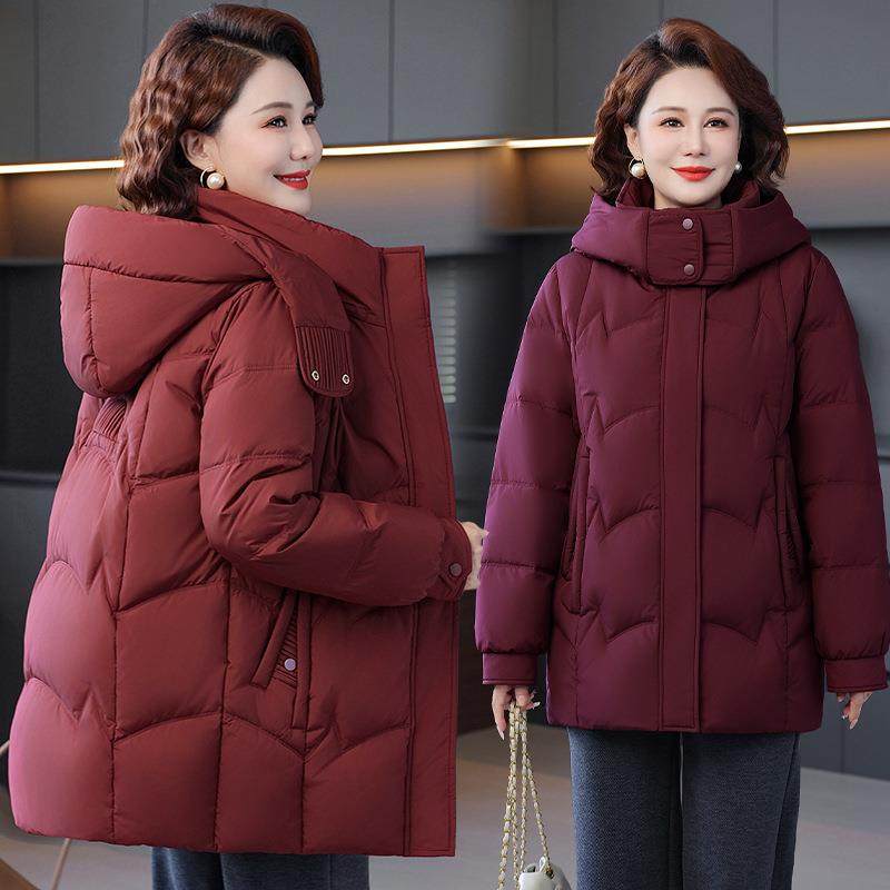 江苏特别特妈妈装加厚时尚冬装中长款羽绒服大码韩版中年妇女外套