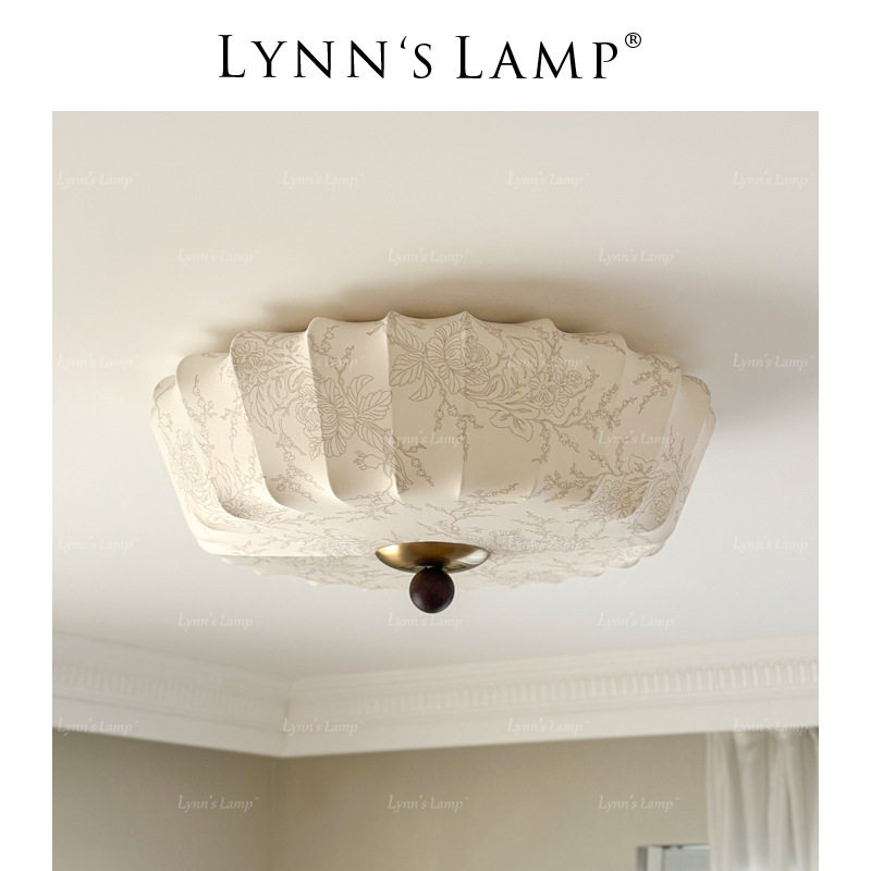 Lynn's立意法式中古风吸顶灯卧室主卧布艺氛围感书房复古餐厅灯