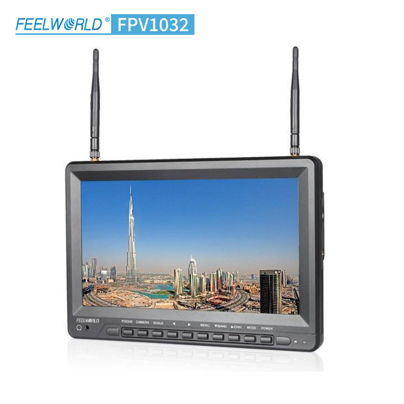 富威德FPV103210.1寸内置电池带DVR录制功能航拍监视器无线图传