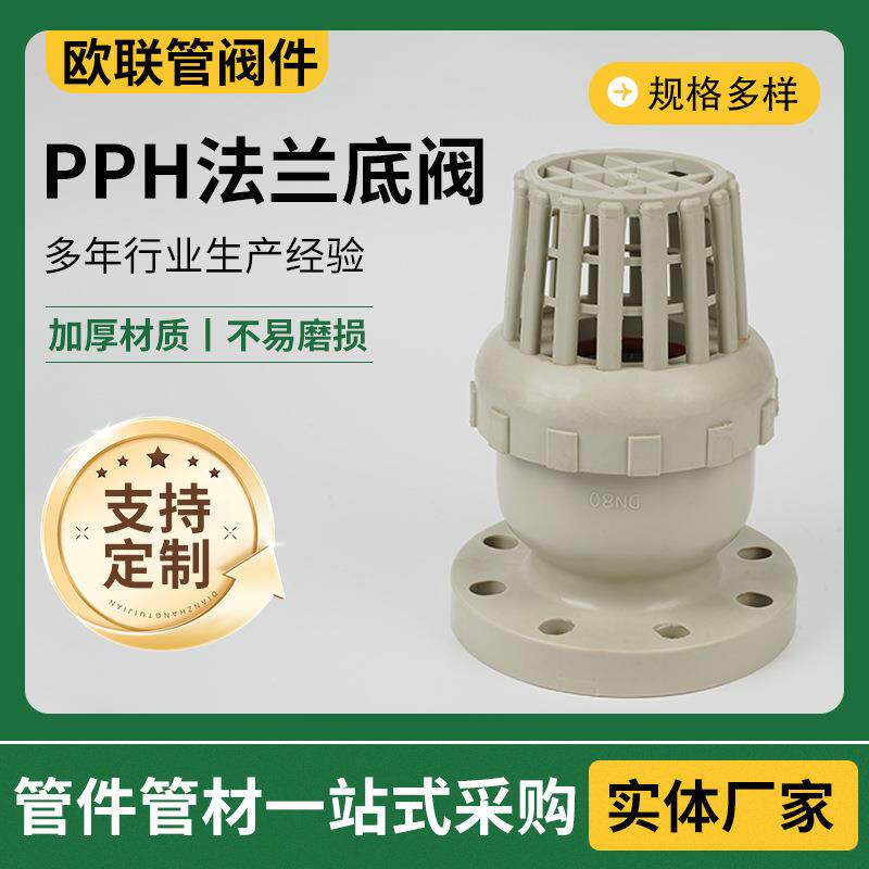 PPH法兰底阀法兰式塑料底阀插口式水泵底阀pph法兰底阀DN15-DN300