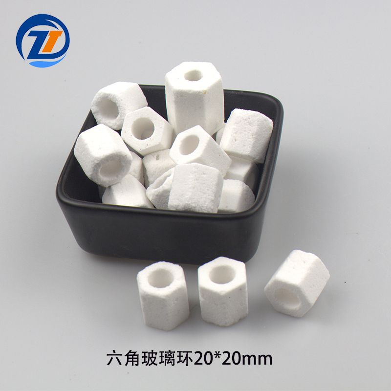 鱼缸过滤滤材六角玻璃环15*15mm20*20mm多角石英环 陶瓷环