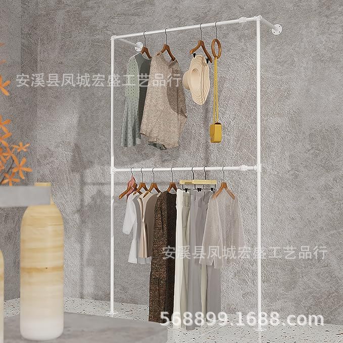 服装店落地式服装展示架上墙式侧挂白色衣架