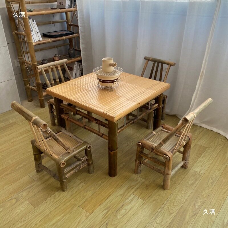 古风桌子竹子桌椅全套竹编户外桌椅怀旧复古庭院椅子老式方桌茶桌
