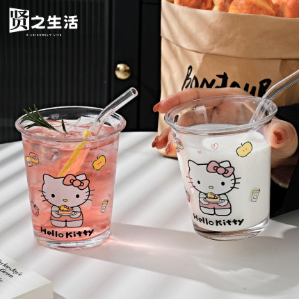 三丽鸥玻璃杯子女生可爱家用高颜值咖啡果汁牛奶饮料杯办公室杯子
