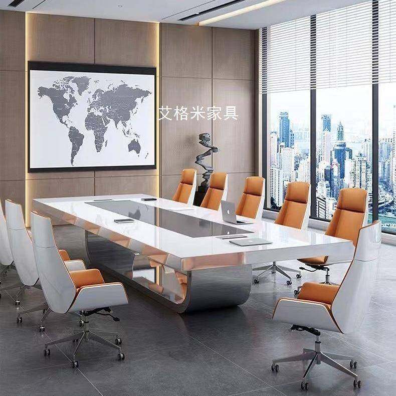 烤会议桌长桌简约现代家具白无品牌/室色中大型组洽谈桌会议办漆