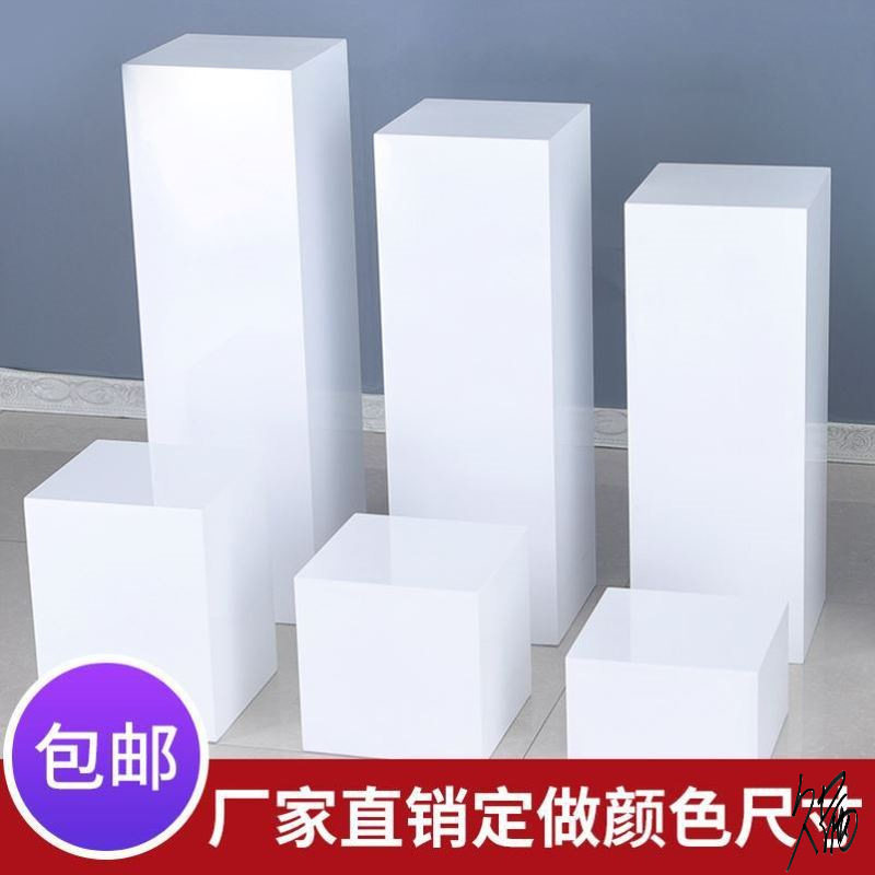 服装店展台流水台圆柱体烤漆展示木质模特底座展台立柱花店