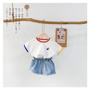 极速女宝洋派高腰花苞牛仔短裤女童韩版夏季裤P子小童宽松宝宝牛