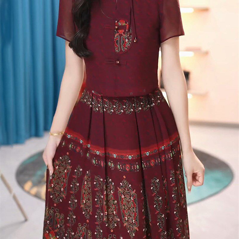 新品新中式国f风改良旗袍连衣裙2025新款妈妈夏装贵夫人品牌母亲