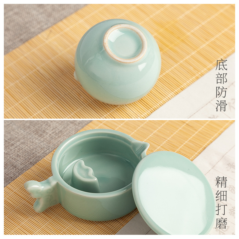 极速陶瓷墨池笔山笔搁笔架笔w筒砚滴笔洗三件套洗笔缸墨碟砚台带