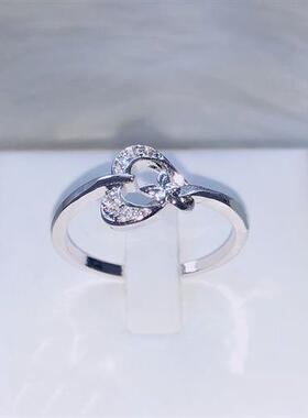 极速Sweet Heart Bow Zircon Ring Fashion Simple LadVies  For