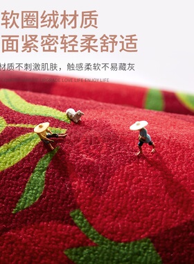 极速兔年新年卧室地l毯2023新款红色床边毯毛毯家用床前飘窗垫客
