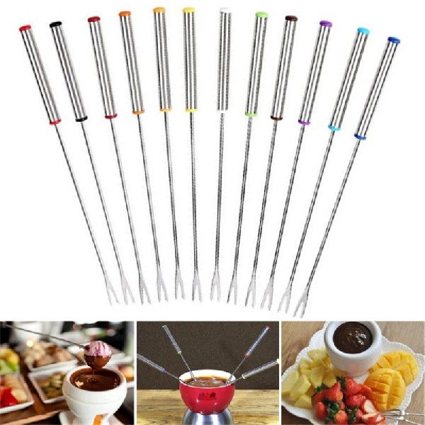 极速6PCS/Set Stainless Steel Chocolate Cheese Fruit DeZssert